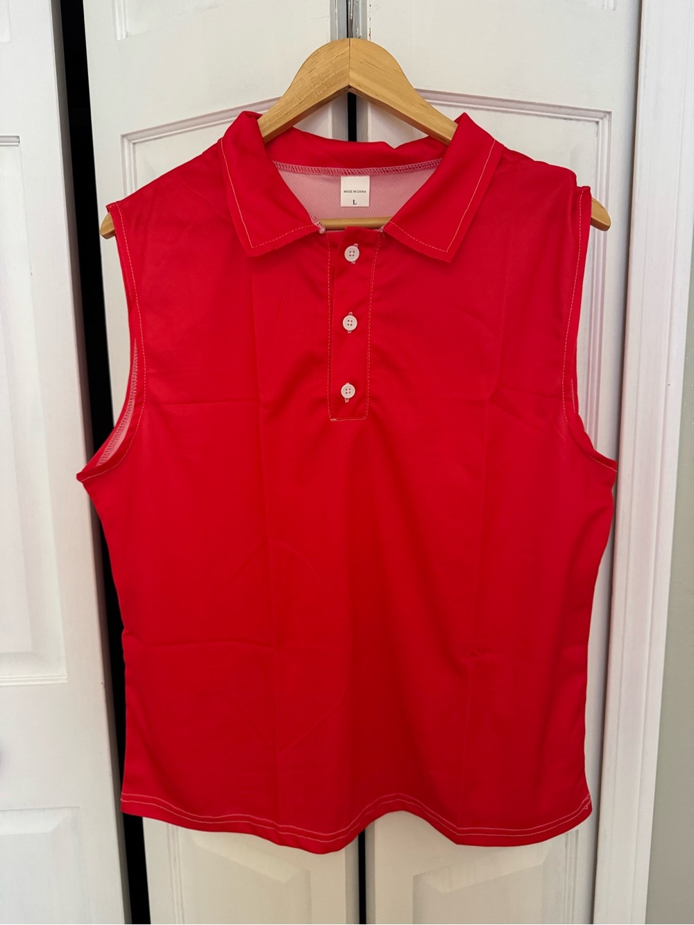 Sleeveless Polo Tank Top in Bright Red. NWOT
